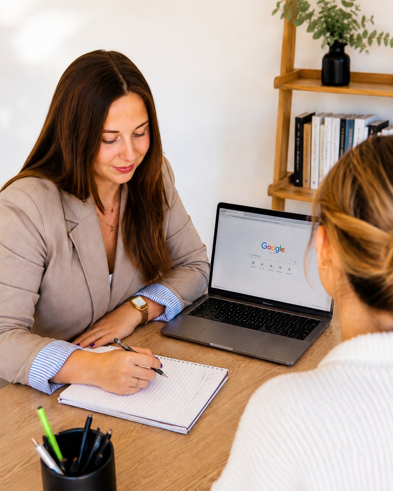 Marion en rendez-vous de formation avec une cliente